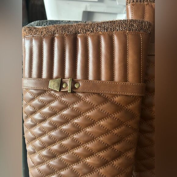 Just Fab Brown Knee Quilted Boots - Picture 10 of 16